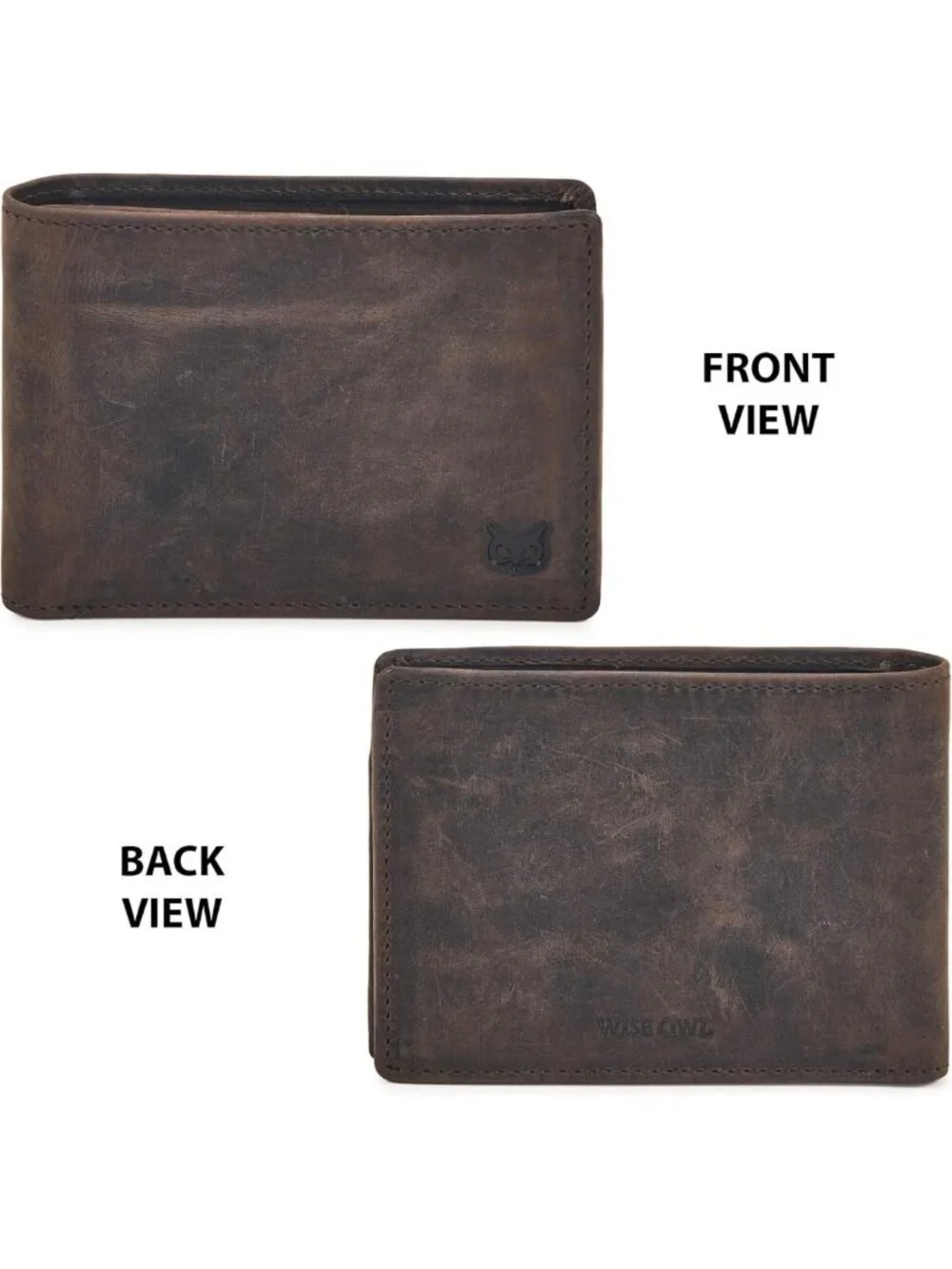 Slim Minimalist Real Leather Bifold Wallet for Men - RFID Blocking, ID Window
